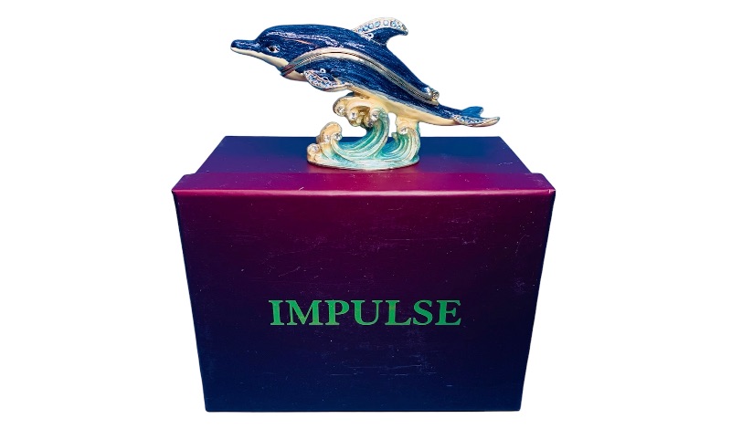 Photo 3 of 625629… 3” impulse jeweled and crystal enamel hinged trinket box in satin lined box 