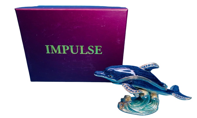Photo 1 of 625631…3” impulse jeweled and crystal enamel hinged trinket box in satin lined box 