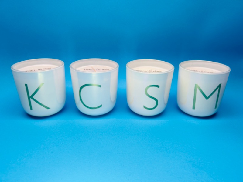 Photo 2 of 625756…4 warm amber monogram candles 