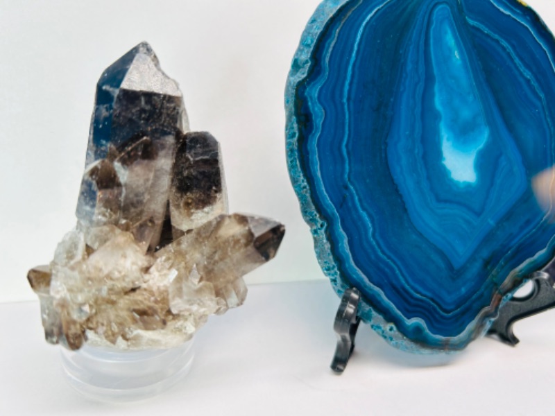Photo 3 of 625814…agate slice, smokey quartz, and agate base rocks 