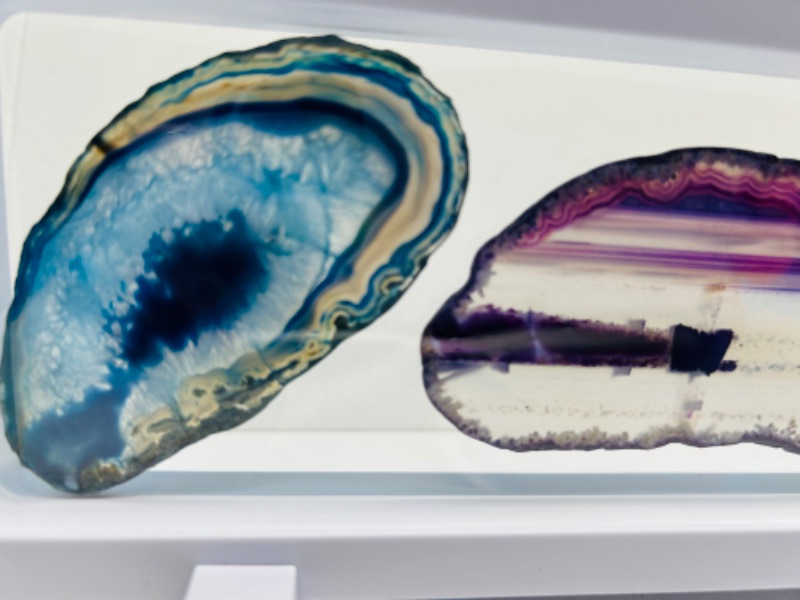 Photo 2 of 625820…3 agate slices in 9 x 4” display 