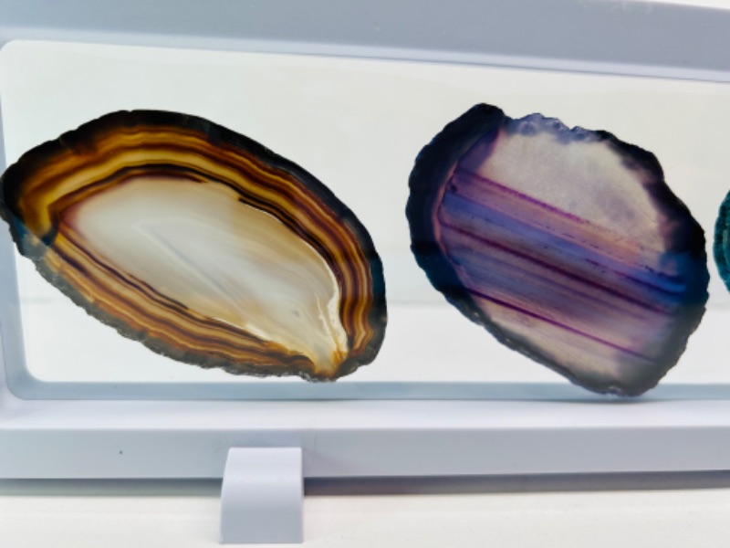 Photo 3 of 625821…3 agate slices in 9x4” display 