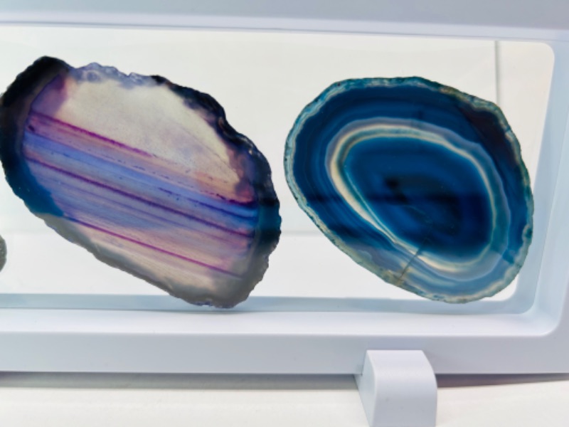 Photo 2 of 625821…3 agate slices in 9x4” display 