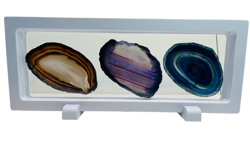 Photo 1 of 625821…3 agate slices in 9x4” display 