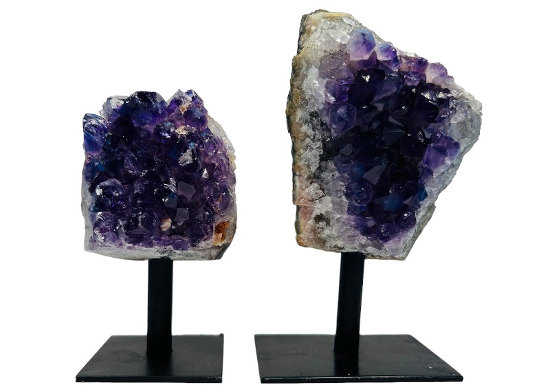 Photo 1 of 626030…2  amethyst crystal rocks  on stand - height includes display stands 5 and 3”