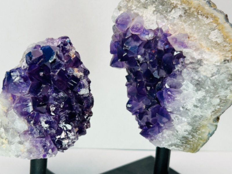 Photo 3 of 626030…2  amethyst crystal rocks  on stand - height includes display stands 5 and 3”