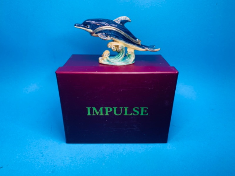 Photo 3 of 626043…4” impulse jeweled and crystal enamel hinged trinket box in satin lined box 