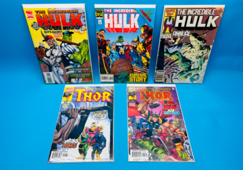 Photo 1 of 626078…Hulk and Thor comics in plastic sleeves 