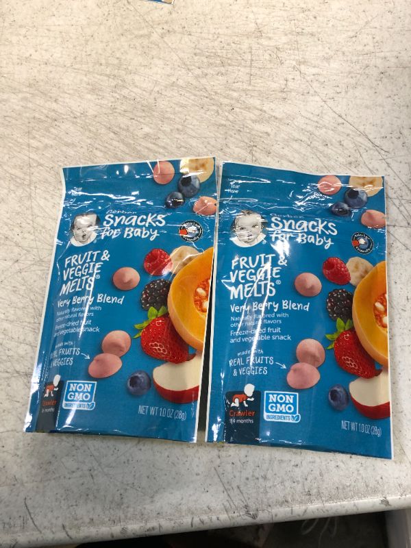 Photo 2 of Gerber Snacks for Baby Fruit & Veggie Melts, 1 Oz, 2 COUNT, EXP 03/05/24
