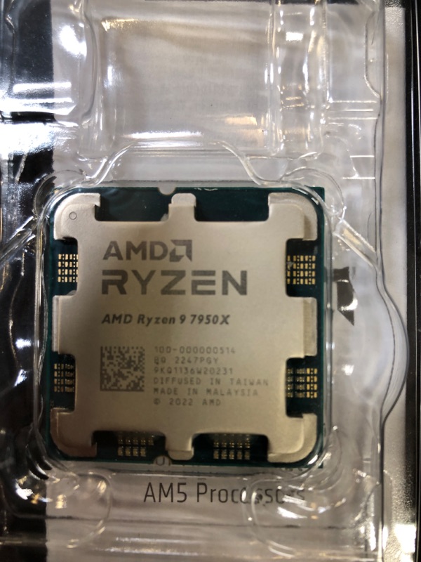 Photo 2 of AMD Ryzen™ 9 7950X 16-Core, 32-Thread Unlocked Desktop Processor
HAS THERMAL PASTE ON THE SIDE OF CPU, UNABLE TO TEST.