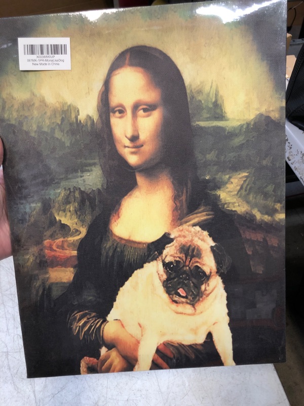 Photo 2 of Tizzer Pug Gifts for Pug Lovers, Funny Mona Lisa and Pug Canvas Wall Art Prints,Funny Famous Paintings Prints,11x14 inches Artwork Planting, Pug Mom Gifts