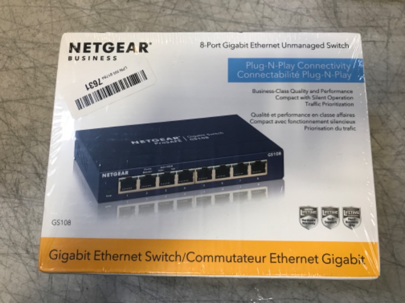 Photo 2 of NETGEAR 8-Port Gigabit Ethernet Unmanaged Switch (GS108) - Desktop or Wall Mount, and Limited Lifetime Protection 8 port