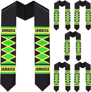 Photo 1 of Berlune 6 Pcs Unisex Jamaica Flag Graduation Sash 72 Inch Black Yellow Green Graduation Stoles Jamaican Stole for Men Women Juneteenth Students Graduate Study Abroad Class of 2023 https://a.co/d/edKIsyo