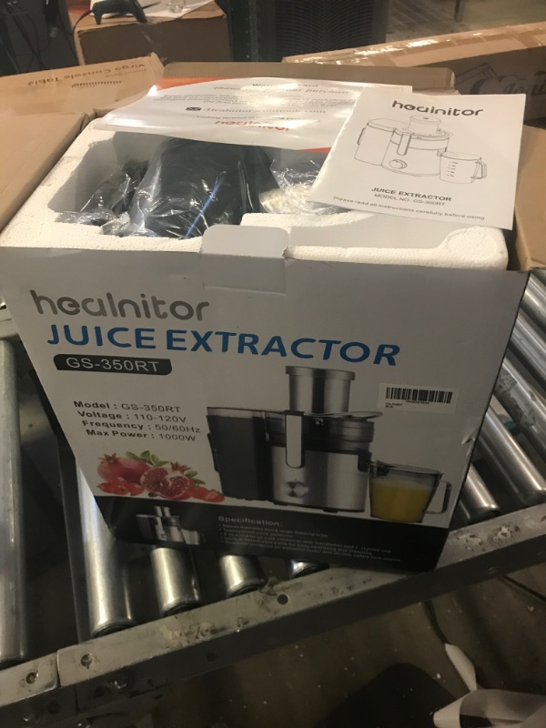 Photo 2 of 1000W 3-SPEED LED Centrifugal Juicer Machines Vegetable and Fruit, Healnitor Juice Extractor with Stainless Steel 3.5" Big Mouth, Easy Clean, BPA-Free, High Juice Yield, Silver