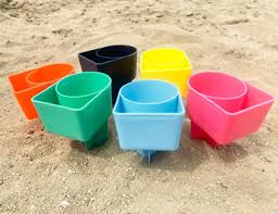 Photo 1 of Beach Cup Holder with Pocket, Multifunctional Sand Cup Holder for Bev - 6 count