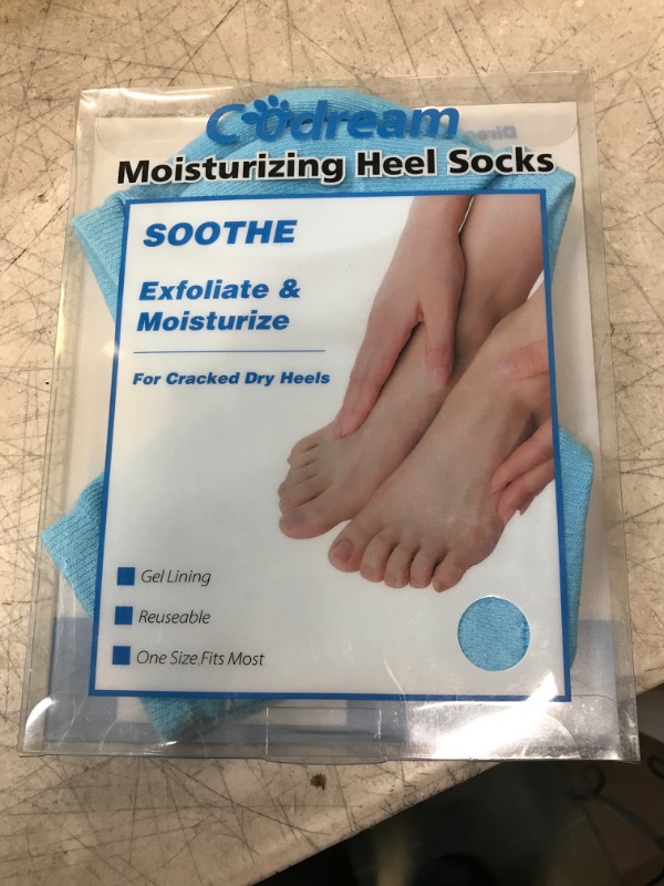 Photo 2 of Codream Moisturizing Heel Gel Socks: Heal Dry Cracked Heel Treatment Overnight Pedicure Foot Spa Sock | 2 Pairs Soft Silicone Moisturizer Sleeve to Repair Callus Rough Heel A3-2 Pairs Blue