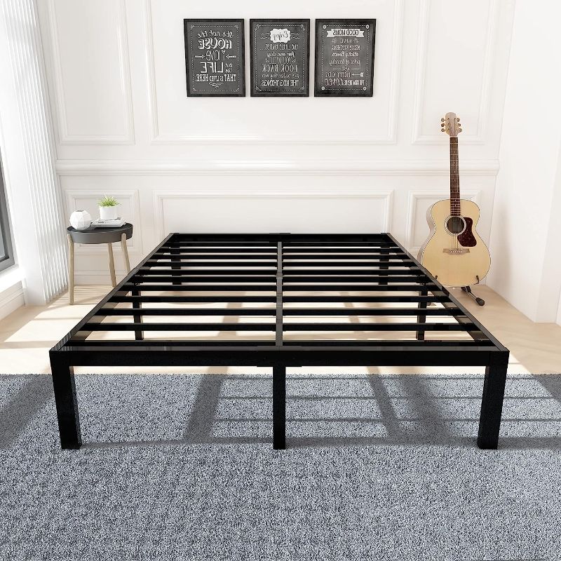 Photo 1 of 45MinST 3600lbs Heavy Duty Bed Frame,14 Inch Sturdy Steel Slat Mattress Foundation, Metal Reinforced Platform Box Spring Replacement, Easy Assembly with Quick Lock, Queen
