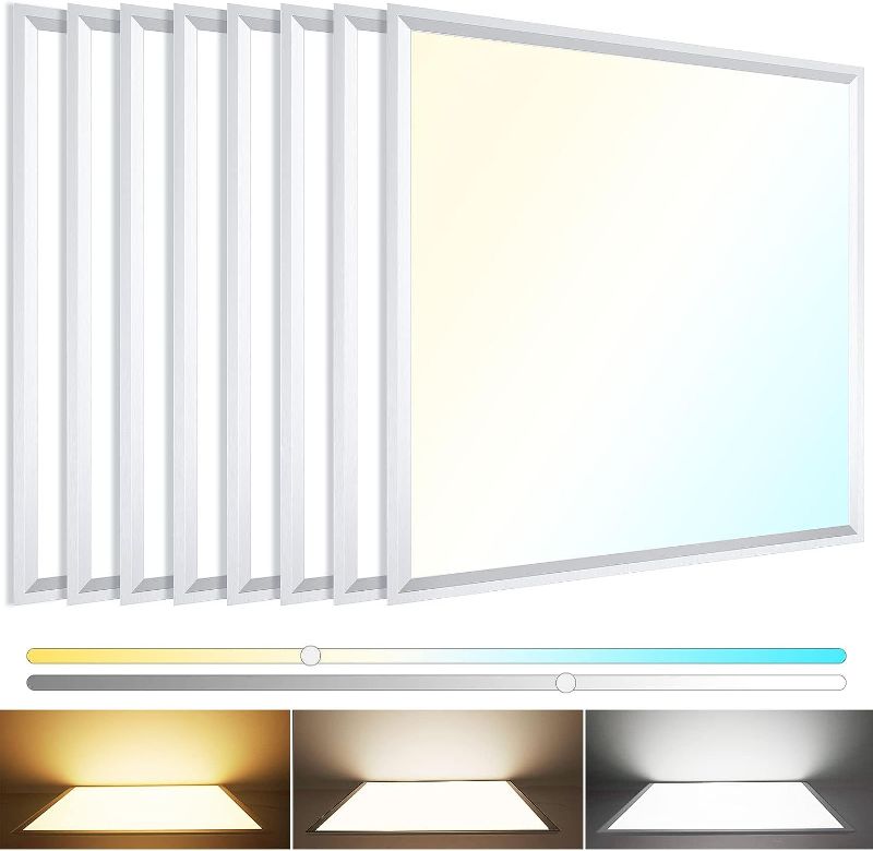 Photo 1 of 2x2 LED Flat Panel Light 40W 4400LM, Selectable Color Temperature 3000K/4000K/5000K Drop Ceiling Office Lights, AIJIA Flat Backlit Fixture, Dimmable 0-10V, Dustproof & Durable, ETL/DLC/UL 4Pack 2x2FT 4pack