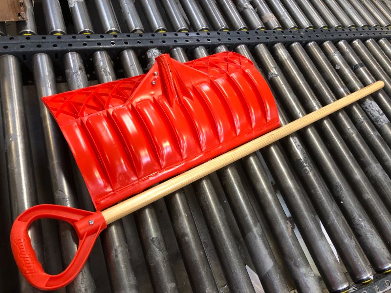 Photo 1 of Emsco Group Bigfoot 21" Poly Pusher Snow Shovel - Wooden Handle