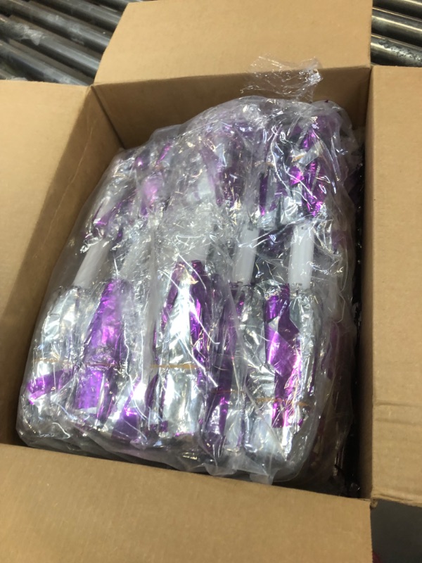 Photo 1 of 24 Pack Cheerleading Pom Poms with Baton Handle 14.5 Inch Metallic Cheering Squad Pompoms for Team Sports Football Dance Cheering Kids Adults (Purple and Silver)