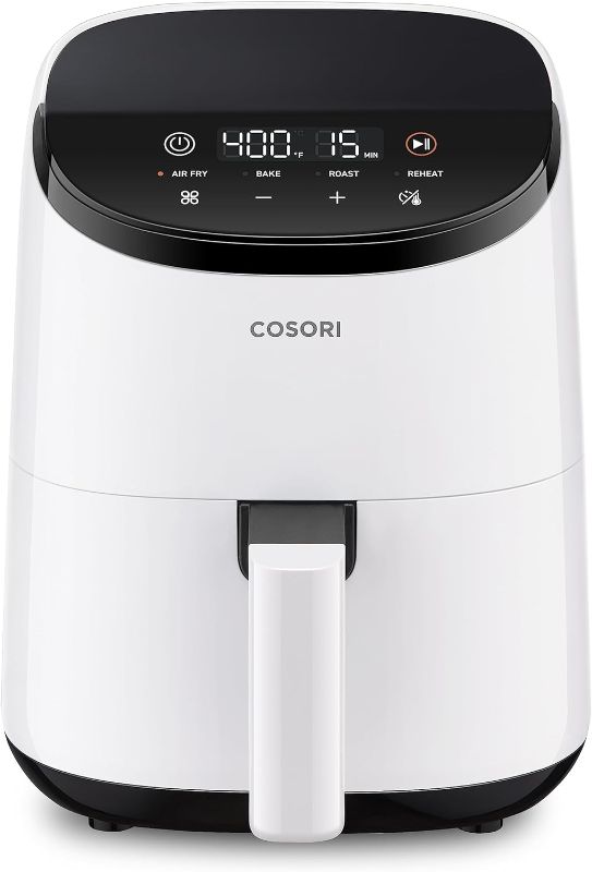 Photo 1 of COSORI Small Air Fryer Oven 2.1 Qt, 4-in-1 Mini Airfryer, Bake, Roast, Reheat, Space-saving & Low-noise, Nonstick and Dishwasher Safe Basket, 30 In-App Recipes, Sticker with 6 Reference Guides, White
