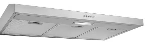 Photo 1 of 36 in. 58 CFM Convertible Under Cabinet Range Hood in Brushed Stainless Steel with 2 Carbon Filters and Push Button
