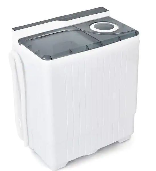 Photo 1 of 2.4 cu. ft. Portable Semi-Automatic Top Load Washing Machine 26 lbs. Twin Tub Laundry Washer in Blue
