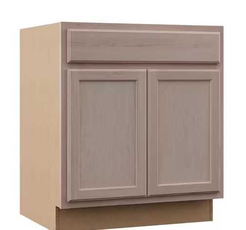 Photo 1 of 30 in. W x 24 in. D x 34.5 in. H Assembled Sink Base Kitchen Cabinet in Unfinished with Recessed Panel
