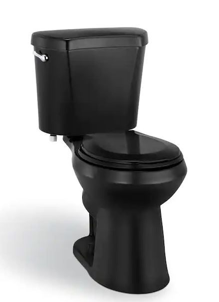 Photo 1 of 2-Piece 1.28 GPF High Efficiency Single Flush Round Front Toilet in Black
