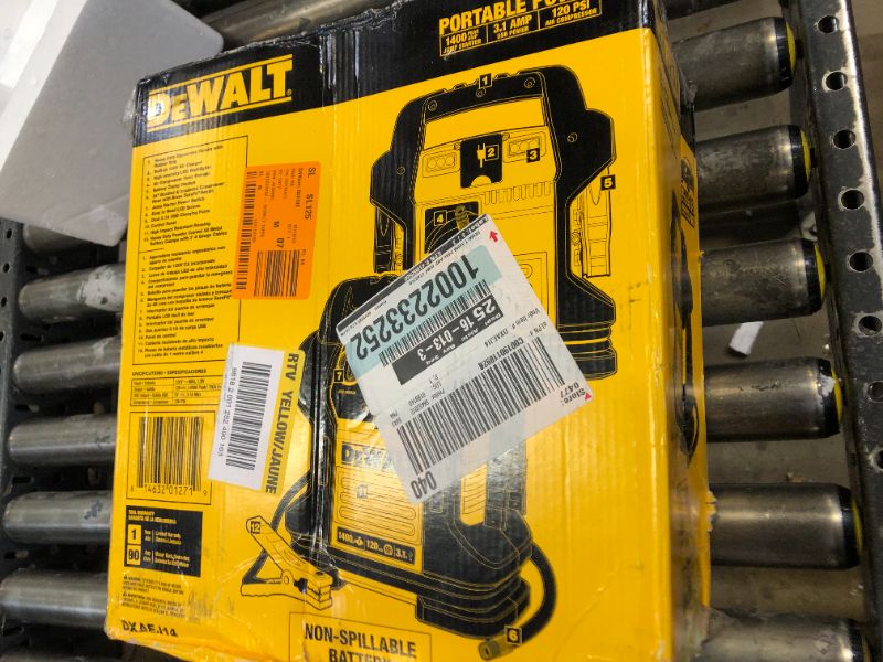 Photo 3 of DEWALT DXAEJ14 Digital Portable Power Station Jump Starter: 1400 Peak/700 Instant Amps, 120 PSI Digital Air Compressor, 3.1A USB Ports, Battery Clamps , Yellow