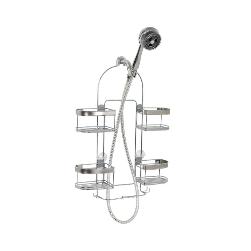 Photo 1 of Zenna Home Rust-Resistant Expandable Hanging Shower Caddy, Chrome with Brushed Accents Chrome With Brushed Nickel Accents