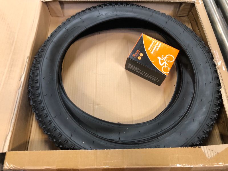 Photo 1 of 2 Sets 20" Mountain Bike Fat Tires 20 x 3.0 and Tubes Compatible with 20 x 3.0 Mountain Bike Tires (Black)