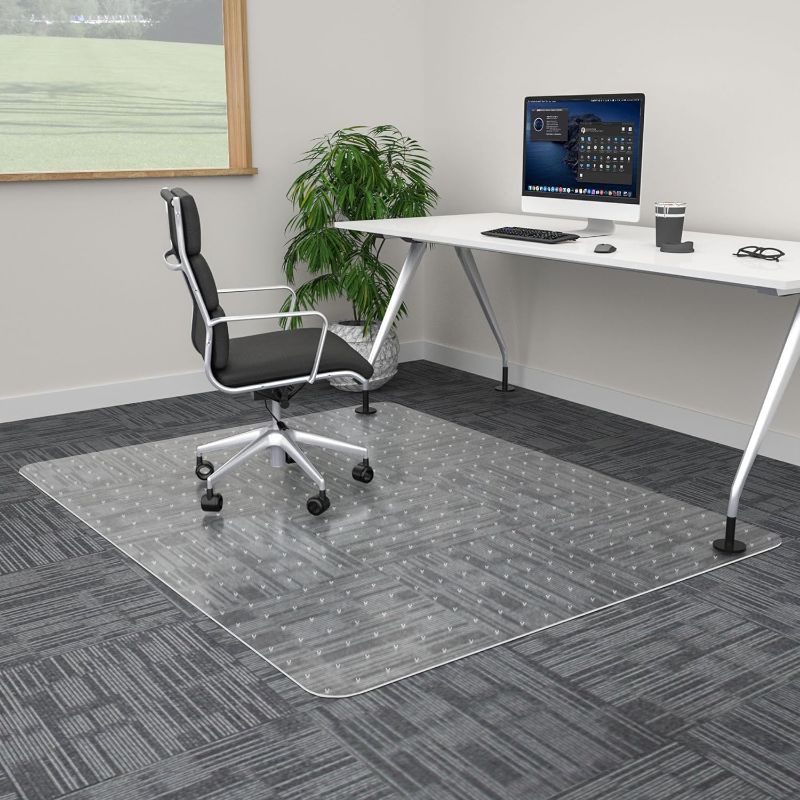 Photo 1 of 100pointONE Extra Large Office Chair Mat for Carpet, 46" x 60" Clear Desk Chair Mat for Low Pile Carpeted Floors- Easy Glide Plastic Floor Mat for Office Chair on Carpet
