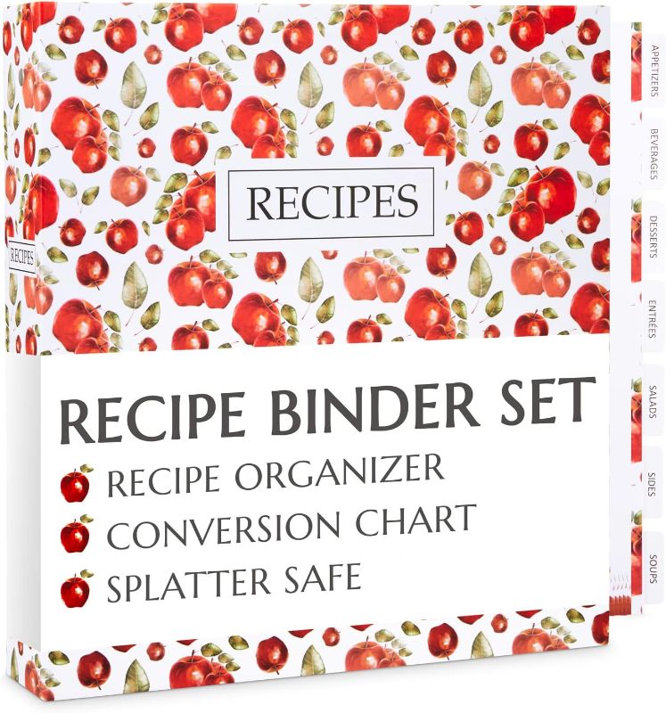 Photo 1 of (FACTORY SEALED)Recipe Binder Set to Create DIY Cookbook – Write 100 Favorite Recipes on 50 Double-Sided Blank 8.5 x 11 Inch Recipe Cards - 200 Printable Recipes, 50 Protective Sleeves, Conversion Chart & 7 Dividers
 