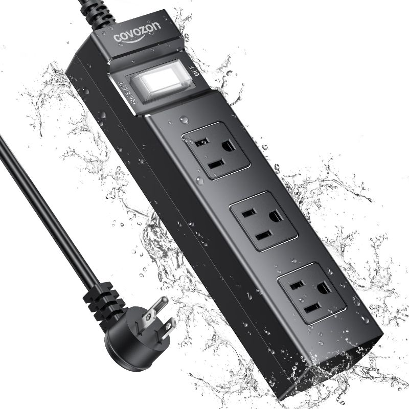 Photo 1 of Covozon Power Strip Surge Protector Waterproof, Fire-Resistance, Flat Outlet Extension Cord with USB Ports, Dorm Room Essentials, FCC UL Listed
