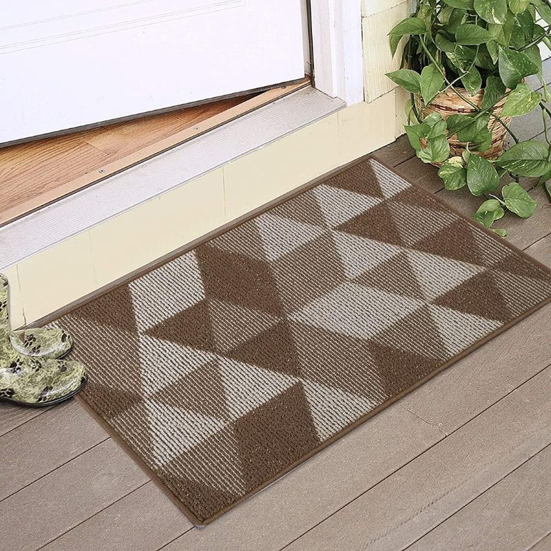 Photo 1 of Feisoon Indoor Outdoor Doormat, 24”x36”Non Slip Front Back Door Mat, Absorbent Resist Dirt Entrance Rug, Machine Washable Low Profile Rugs Door Mats for Home Indoor Outside Entry,Brown Magic Geometry
