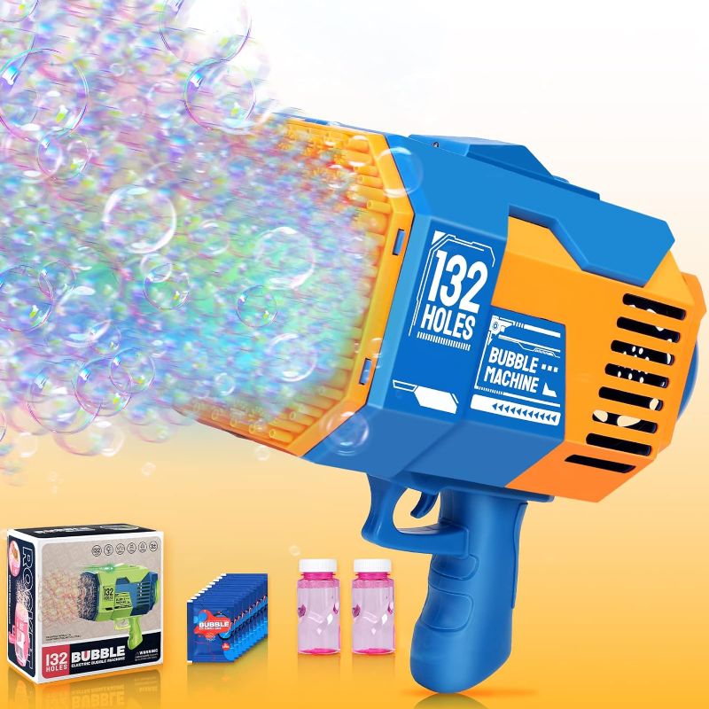 Photo 1 of (FACTORY SEALED)VBSD Bazooka Bubble Gun, 132 Holes Bubble Blaster with Extra 10 Concentrated Bubbles Solution, Excellent Kids Toy for Boys Girls Aged 3 and Up, Bubble Machine for Birthday, Wedding, Outdoor Fun (Blue)
