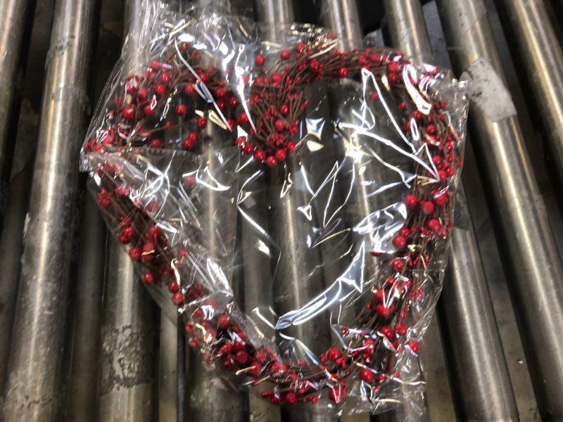 Photo 2 of 12" Small Valentines Wreath for Front Door Heart Wreath, Grapevine Red Berry for Indoor Outdoor Decorations, Valentines Day Heart Shaped Wreath Sign Wall Decor by 4E's Novelty