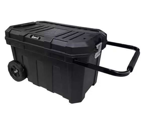 Photo 1 of 24 in. Black Plastic Rolling Tool Box

