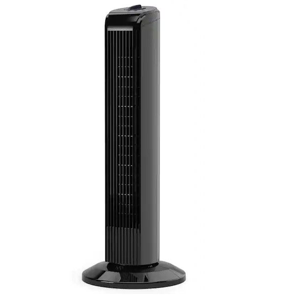 Photo 1 of 28 in. 3 Speed Oscillating Tower Fan in Black
