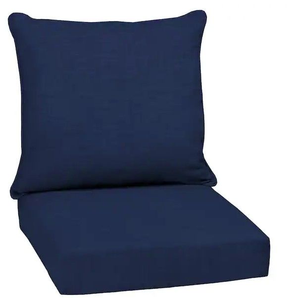 Photo 1 of 24 in. x 24 in. 2-Piece Deep Seating Outdoor Lounge Chair Cushion in Sapphire Blue Leala
