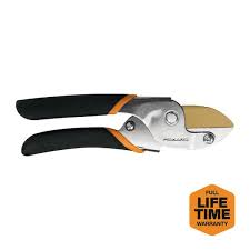 Photo 1 of 5/8 in. Cut Capacity Titanium Coated Steel Blade with Non-Slip Grip Anvil Hand Pruning Shears
