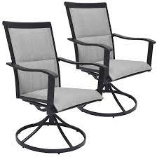 Photo 1 of Style Selections Melrose Set of 2 Wicker Black Steel Frame Swivel Dining Chair(s) with Gray Sling Seat
