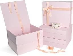 Photo 1 of  8x6x4 Inch Gift Boxes with Lids, Magnetic Pink Gift Box with Ribbon Card, 5Pack Collapsible Boxes for Birthday Party Bridesmaid Christmas Presents
