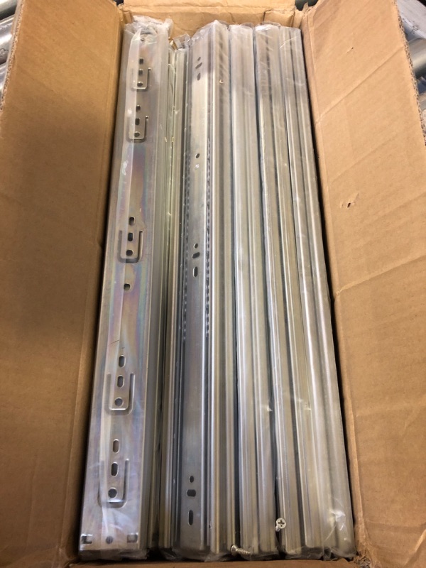 Photo 2 of 10 Pairs of 20 Inch Hardware 3-Section Full Extension Ball Bearing Side Mount Drawer Slides,100 LB Capacity Drawer Slide 20 Inch Zinc Plated