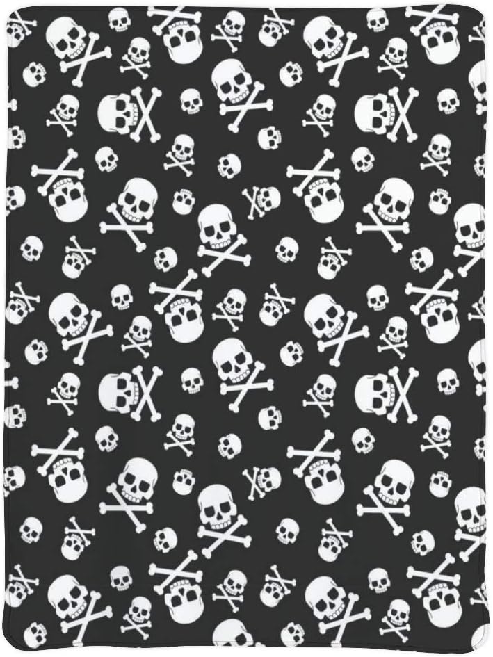 Photo 1 of  JASMODER Throw Blanket Skull and Crossbones Seamless Pattern Soft Microfiber Lightweight Cozy Warm Blankets for Couch Bedroom Living Room
