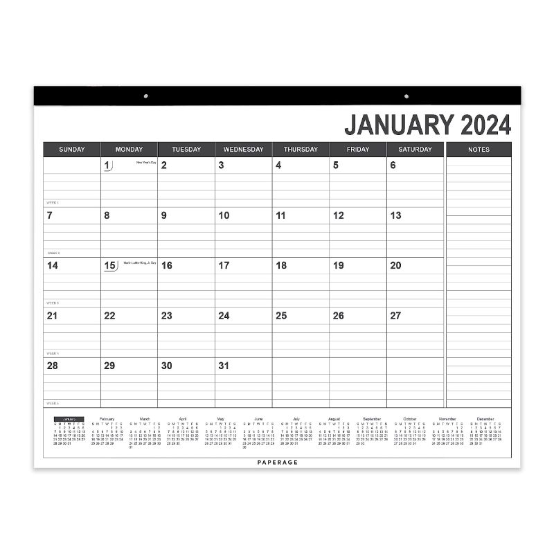 Photo 1 of 2023------PAPERAGE Calendar 2023-12 Month (Black & White), Minimalist Wall and Desk Calendar with Monthly Views and Yearly Plans – Large (17 in x 22 in) Black/White Large