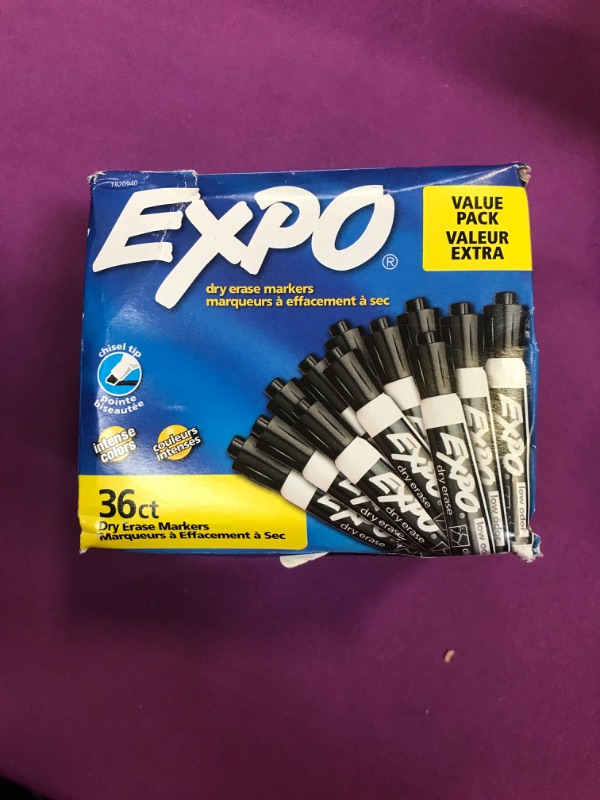 Photo 2 of Expo Dry Erase Markers, Chisel Tip, Black, 36/Pack (1920940)