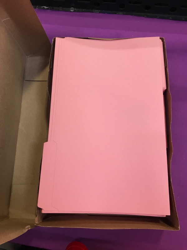 Photo 2 of Smead 17634 File Folders 1/3 Cut Reinforced Top Tab Legal Pink 100/Box