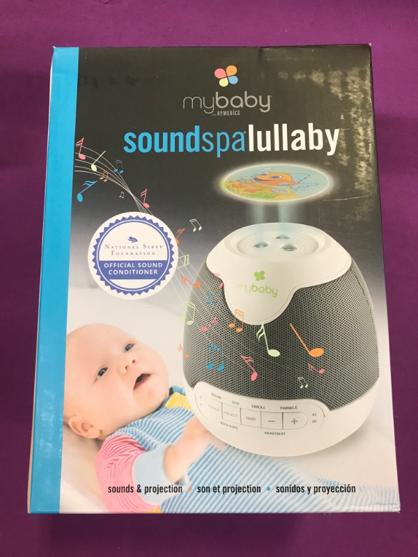 Photo 2 of MyBaby, SoundSpa Lullaby - Sounds & Projection, Plays 6 Sounds & Lullabies, Image Projector Featuring Diverse Scenes, Auto-Off Timer Perfect for Naptime, Powered by an AC Adapter, by HoMedics White/Grey
